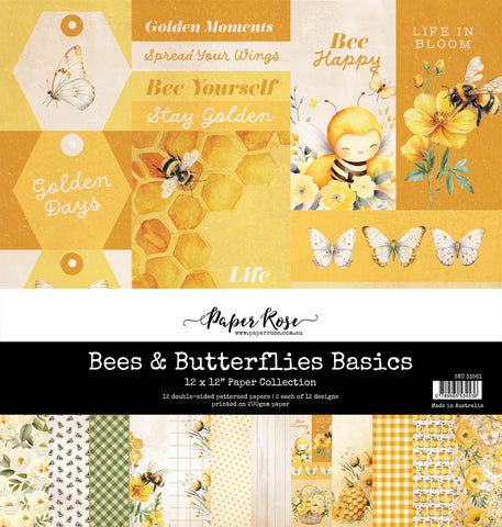 Paper Rose -Bees & Butterflies Basics 12x12 Paper Collection