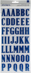 American Crafts Chipboard Alphabet Stickers - Capital Letters Blue Glitter