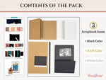 CrafTreat Scrapbook Blank  Quick Folio - Accordion - Black, Kraft and White