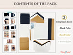 CrafTreat Scrapbook Blank  Quick Folio - Envelope Pocket Folio - Black, Kraft and White