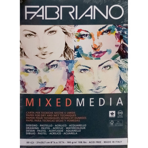 Fabriano Mixed Media Pads, 8.25" x 11.75" - 160gsm, 60 Shts/Pad