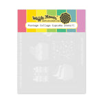 Waffle Flower Postage Collage Cupcake Stencil