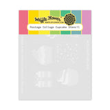 Waffle Flower Postage Collage Cupcake Stencil