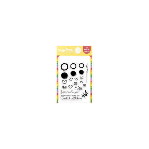 Waffle Flower Postage Collage Mini Seals Stamp Set