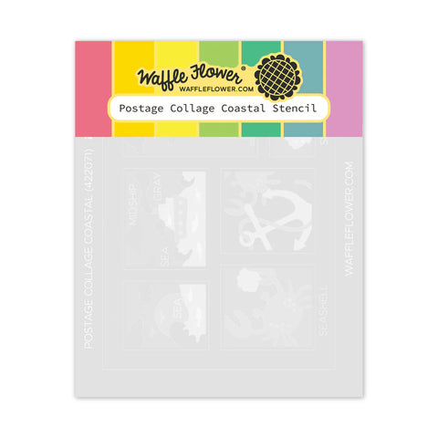 Waffle Flower Postage Collage Coastal Stencil