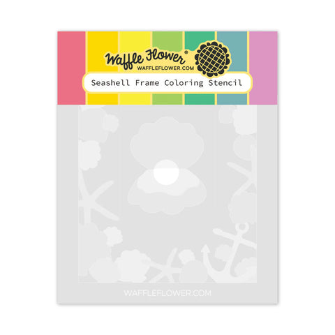 Waffle Flower Seashell Frame Coloring Stencil
