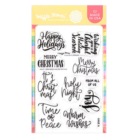 Waffle Flower x Galina Filippenko - Open Book Holiday Sayings Stamp Set
