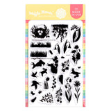 Waffle Flower x Galina Filippenko Postage Collage Spring Silhouettes Stamp Set