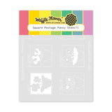 Waffle Flower Square Postage - Pansy Stencil