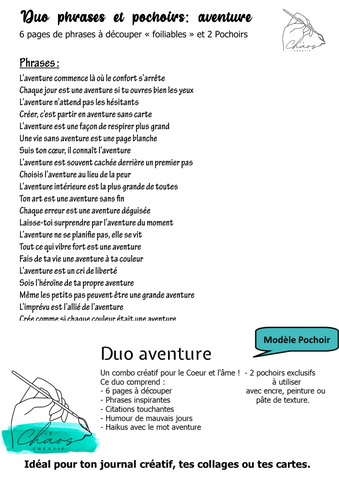 Le Chaos Créatif- phrases et pochoirs-Duo aventure