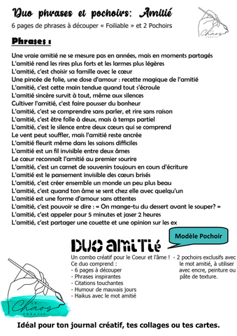 Le Chaos Créatif- phrases et pochoirs-Duo Amitié