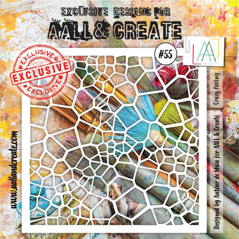 AALL & Create #55 - 6"X6" STENCIL - CRAZY PAVING