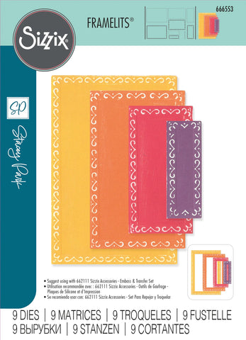Sizzix -  Framelits Die Set 9PK Fanciful Framelits Renee Deco Rectangles by Stacey