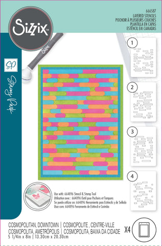 Sizzix -  A6 Layered Stencils 4PK Cosmopolitan, Downtown by Stacey Park