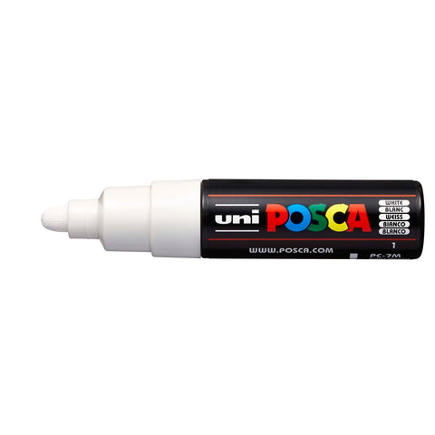POSCA Paint Markers, PC-7M - Broad - Bullet, White