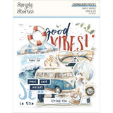 Simple Stories Chipboard Stickers 12"X12" -Vintage Sand & Sea