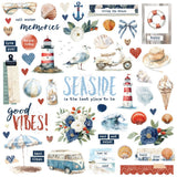 Simple Stories Chipboard Stickers 12"X12" -Vintage Sand & Sea