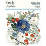 Simple Stories Floral Bits & Pieces Die Cuts- Vintage Sand & Sea