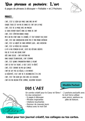 Le Chaos Créatif- phrases et pochoirs-Duo l'art