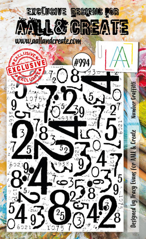 AALL & Create #994 - A7 STAMP SET - NUMBER GRAFFITTI