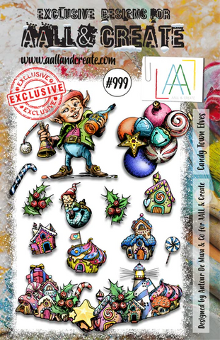AALL & CREATE #999 - A5 STAMP SET - CANDY TOWN ELVES