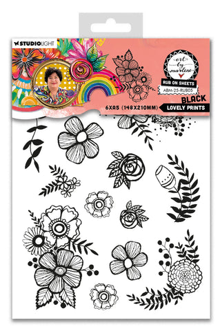 Art By Marlene Rub-Ons Lovely Prints, black Art By Marlene 6 Sheets