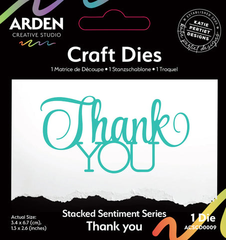Arden Creative Studio Sentiment Series Stacked Thank You Craft Die