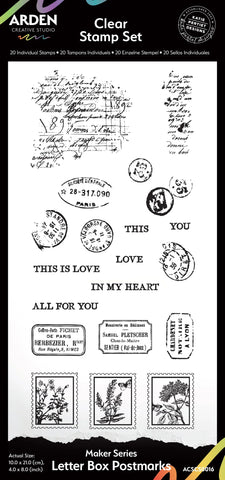Arden Creative Studio Maker Series Letter Box Postmarks 4in x 8in Clear Stamp Set