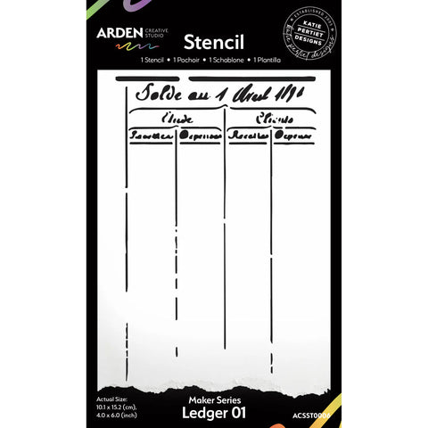 Arden Creative Studio Maker Series Ledger 01 4in x 6in stencil
