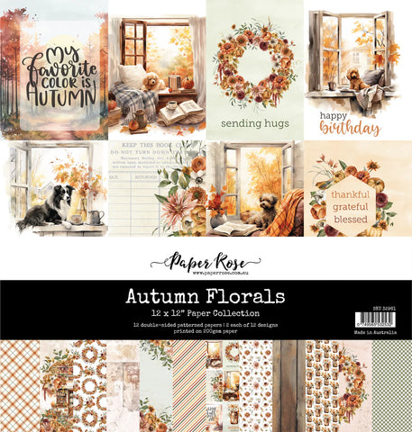 Paper Rose Autumn Florals 12x12 Paper Collection