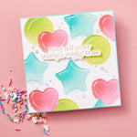 Spellbinders -PARTY BALLOONS 3D EMBOSSING FOLDER AND STENCIL BUNDLE FROM THE BIRTHDAY BASH COLLECTION BY SIMON HURLEY