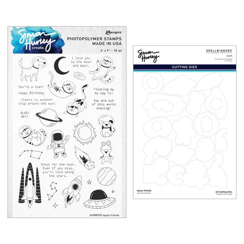 Spellbinders Space Friends Stamp & Die Bundle by Simon Hurley