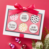 Spellbinders Festive Circle Sentiments Press Plates & Die Set from the Essential Holiday Collection by Lisa Horton