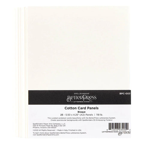 Spellbinders BetterPress Letterpress A2 Cotton Card Panels Bisque 25/Sheets