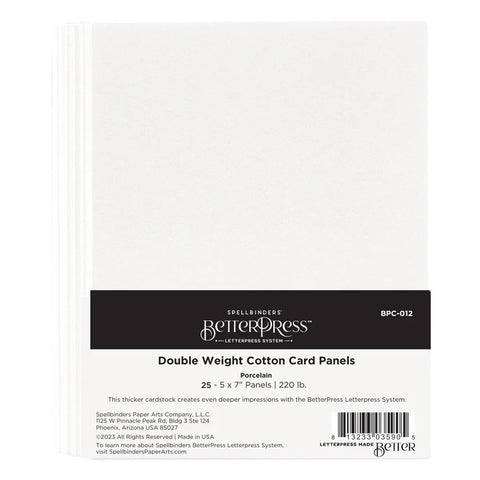 Spellbinders - Porcelain Double Weight BetterPress A7 Cotton Card Panels - 25 Pack