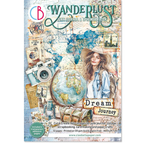 Ciao Bella Wanderlust Junk Journal & Ephemera Book A4 32/Pkg