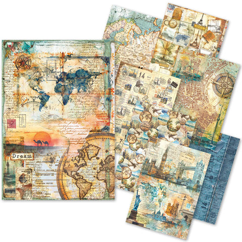 Ciao Bella Rice Paper A5 MIXED 8/Pkg Wanderlust