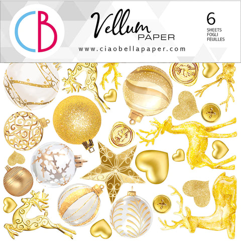 Ciao Bella Vellum Sparkling Christmas Fussy Cut 6"x6" 6/Pkg