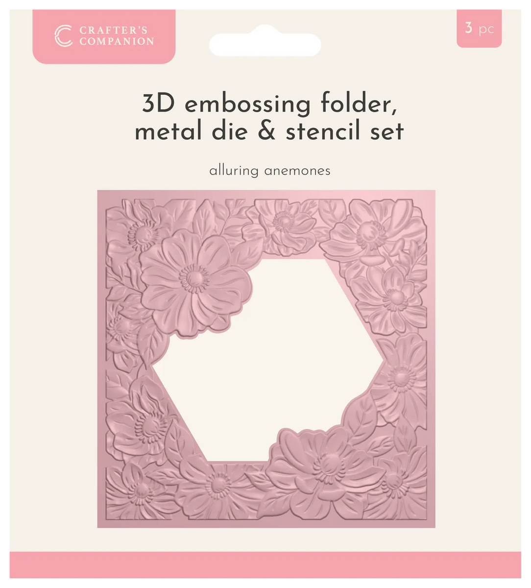 Crafter's Companion 5.5” X 5.5” 3D Embossing Folder, Metal Die and Ste ...