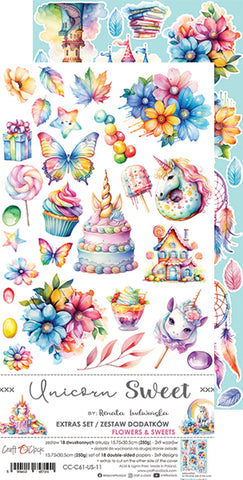 Craft O'Clock - Embellishments - UNICORN SWEET Extras set - Flowers and Sweets
