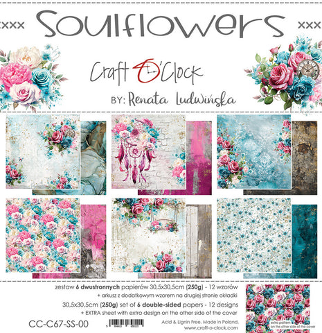 Craft O'Clock - SOULFLOWERS -A SET OF PAPERS 30,5X30,5CM