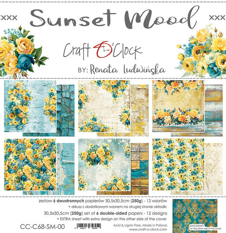 Craft O'Clock - SUNSET MOOD - A SET OF PAPERS 30,5X30,5CM