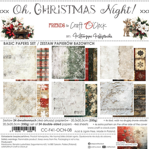 Craft 'O Clock 8X8 Basics Paper Pad, Oh Christmas Night