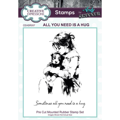 Creative Expressions - Andy Skinner All You Need Is A Hug 3.5 in x 5.25 in Pre Cut Rubber Stamp