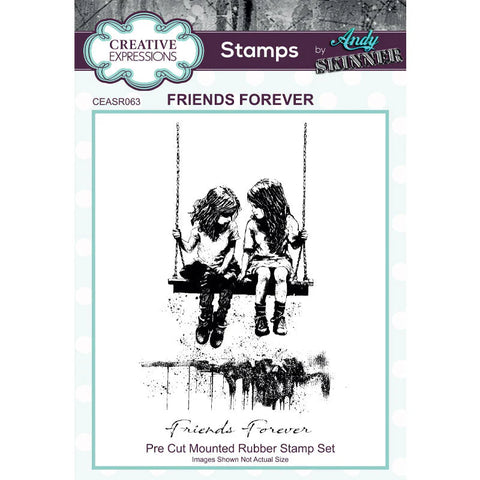 Creative Expressions - Andy Skinner Friends Forever 3.5 in x 5.25 in Pre Cut Rubber Stamp