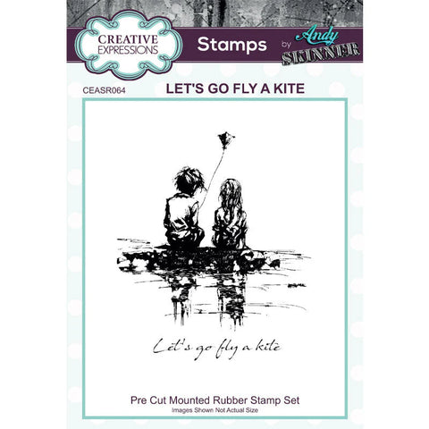 Creative Expressions - Andy Skinner Let's Go fly A Kite 3.5 in x 5.25 in Pre Cut Rubber Stamp