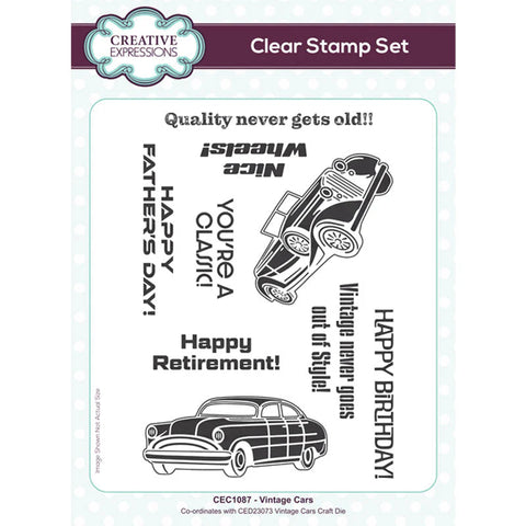 Creative Expressions - Vintage Cars 6 in x 8 in Clear Stamp Set