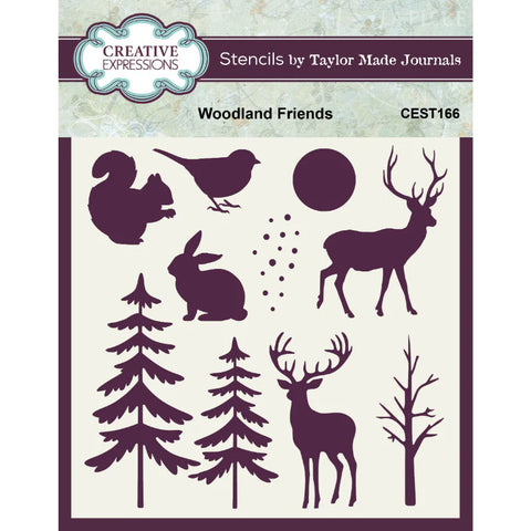 Creative Expressions - Taylor Made Journals Woodland Friends 6 in x 6 in Stencil