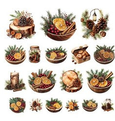 Simply Stated - Christmas Citrus Pinecones Ephemera