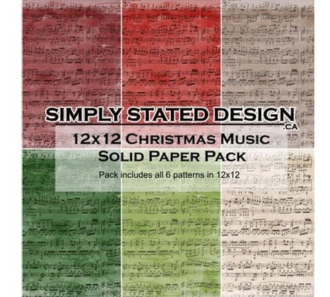 Simply Stated 12x12 Solid paper pack Christmas Music